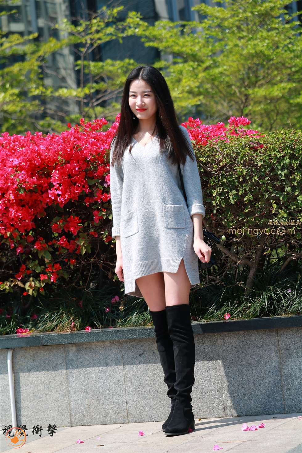 图片[2]-长靴 休闲连衣服美女-街拍流行馆
