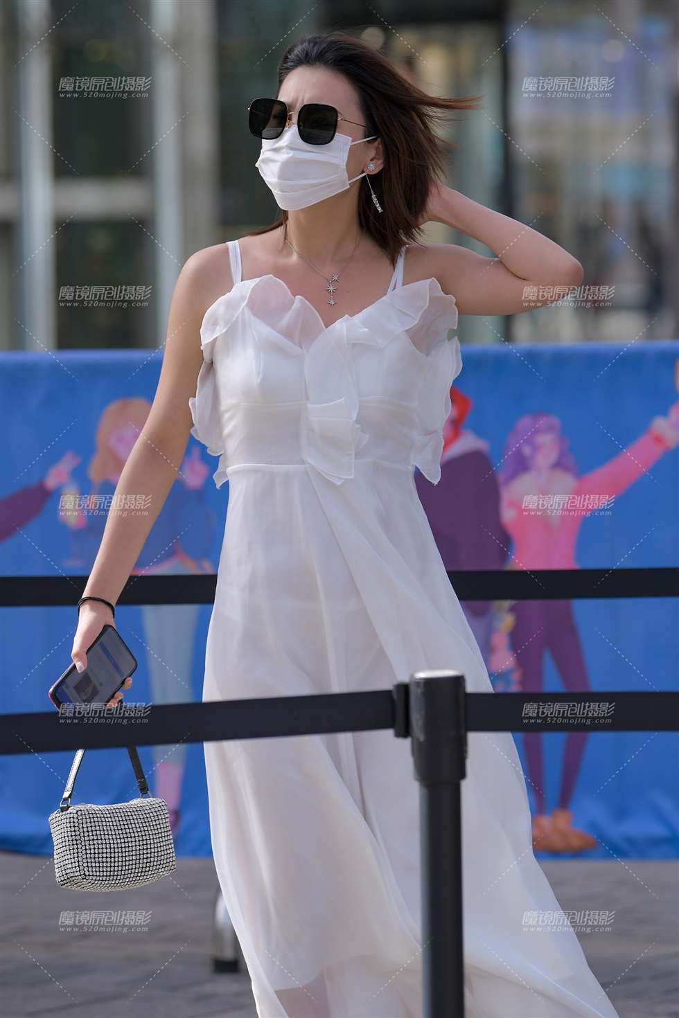 图片[5]-【红石赛贴】白色长裙气质美女-街拍流行馆